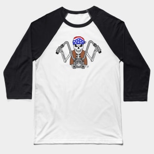 Bad Ass Skeleton Bad Biker Baseball T-Shirt